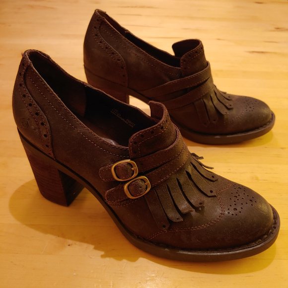 Born Shoes - Born Wingtip Hazel Fringe Heeled Pump